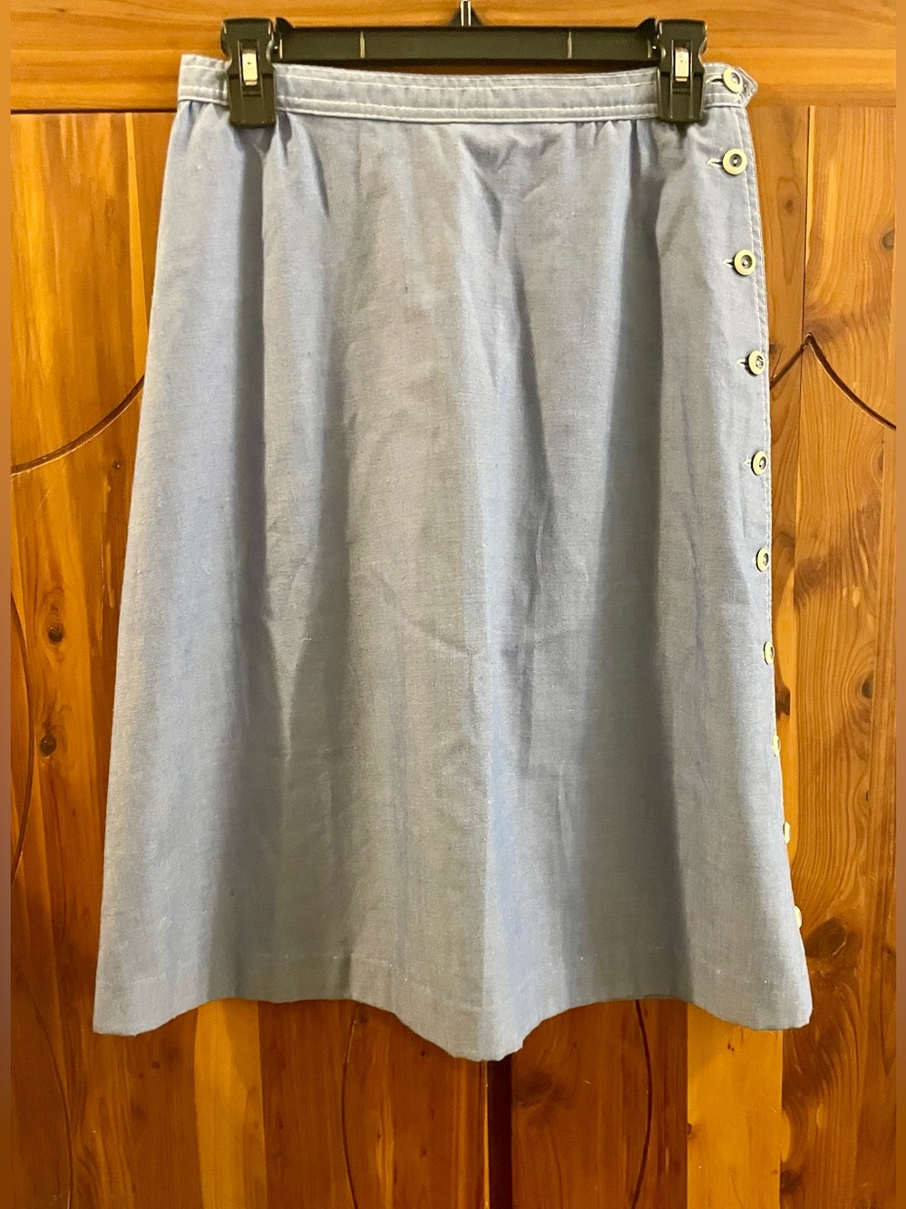 Vintage Chambray Side Button A-Line Skirt